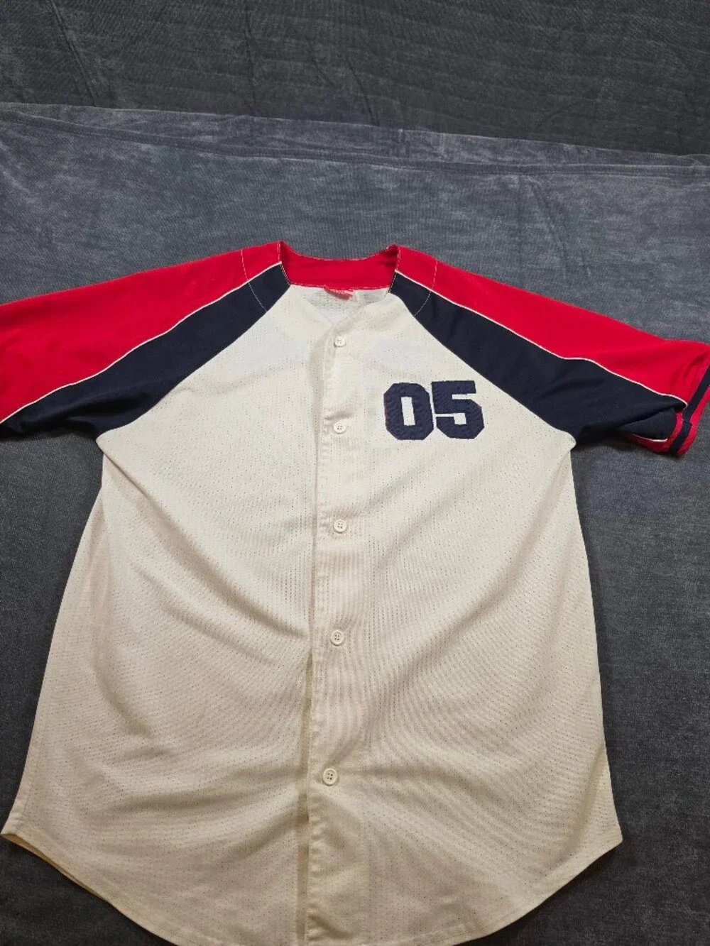 Baseball Jersey Red and Navy Raglan Sleeves 05
